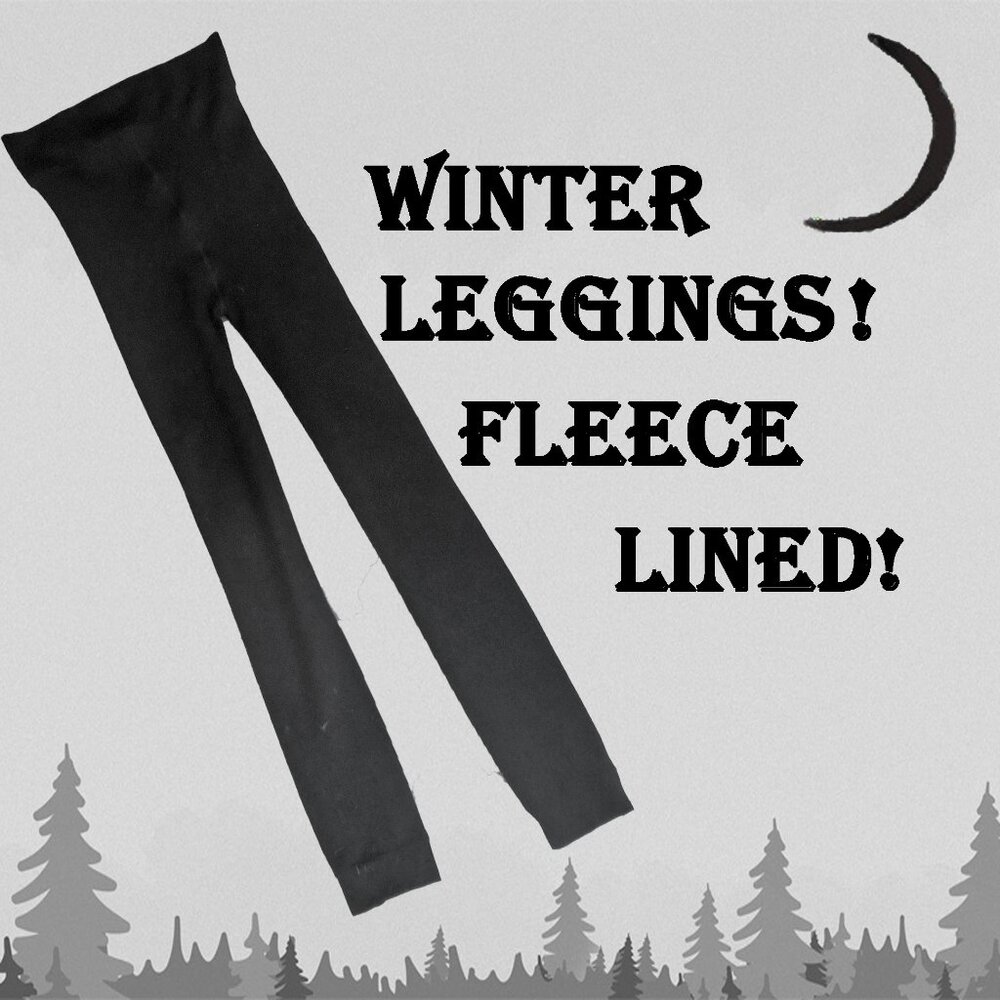 Black Leggings for Winter - Fleece Lined Tights